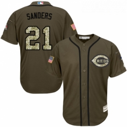 Youth Majestic Cincinnati Reds 21 Reggie Sanders Authentic Green Salute to Service MLB Jersey