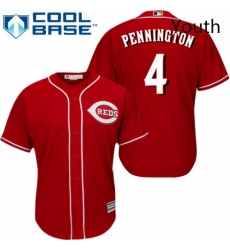 Youth Majestic Cincinnati Reds 4 Cliff Pennington Replica Red Alternate Cool Base MLB Jersey 