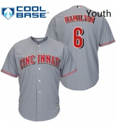 Youth Majestic Cincinnati Reds 6 Billy Hamilton Authentic Grey Road Cool Base MLB Jersey