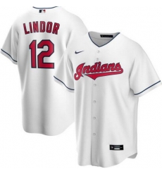 Indians 12 Francisco Lindor White 2020 Nike Cool Base Jersey