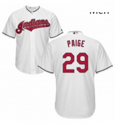 Mens Majestic Cleveland Indians 29 Satchel Paige Replica White Home Cool Base MLB Jersey