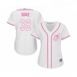 Womens Cleveland Indians 32 Zach Duke Replica White Fashion Cool Base Baseball Jersey 