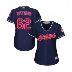 Womens Cleveland Indians 62 Nick Wittgren Replica Navy Blue Alternate 1 Cool Base Baseball Jersey 