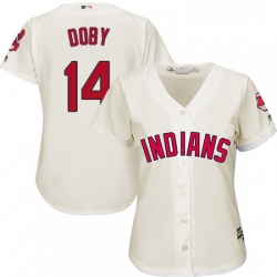 Womens Majestic Cleveland Indians 14 Larry Doby Replica Cream Alternate 2 Cool Base MLB Jersey