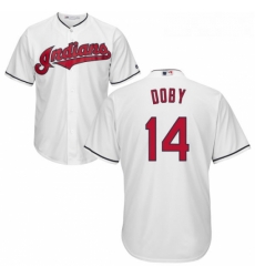 Youth Majestic Cleveland Indians 14 Larry Doby Authentic White Home Cool Base MLB Jersey