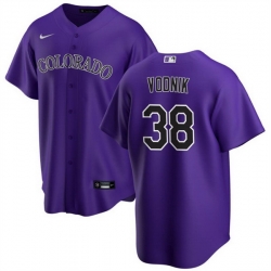 Men Colorado Rockies 38 Victor Vodnik Purple Cool Base Stitched Baseball Jersey