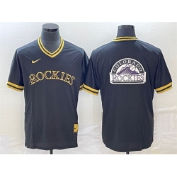 Men Colorado Rockies Black Team Big Logo Stitched Baseball Jersey