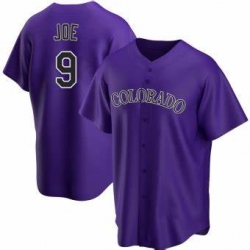 Men Colorado Rockies Connor Joe #9 Purple Cool Base Stitched Baseball Jersey