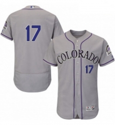 Mens Majestic Colorado Rockies 17 Todd Helton Grey Road Flex Base Authentic Collection MLB Jersey