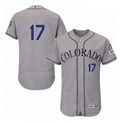 Mens Majestic Colorado Rockies 17 Todd Helton Grey Road Flex Base Authentic Collection MLB Jersey