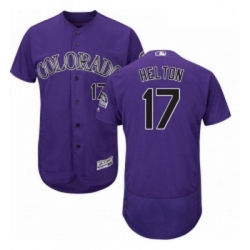 Mens Majestic Colorado Rockies 17 Todd Helton Purple Alternate Flex Base Authentic Collection MLB Jersey