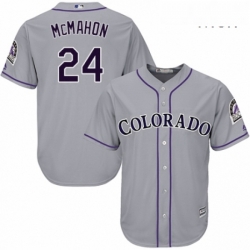 Mens Majestic Colorado Rockies 24 Ryan McMahon Replica Grey Road Cool Base MLB Jersey 