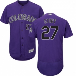 Mens Majestic Colorado Rockies 27 Trevor Story Purple Alternate Flex Base Authentic Collection MLB Jersey