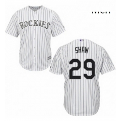 Mens Majestic Colorado Rockies 29 Bryan Shaw Replica White Home Cool Base MLB Jersey 