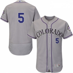 Mens Majestic Colorado Rockies 5 Carlos Gonzalez Grey Road Flex Base Authentic Collection MLB Jersey