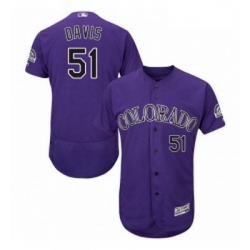 Mens Majestic Colorado Rockies 71 Wade Davis Purple Alternate Flex Base Authentic Collection MLB Jersey