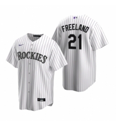 Mens Nike Colorado Rockies 21 Kyle Freeland White Home Stitched Baseball Jersey