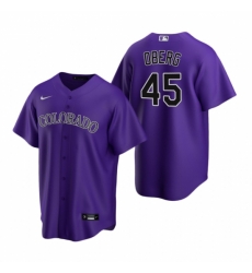 Mens Nike Colorado Rockies 45 Scott Oberg Purple Alternate Stitched Baseball Jersey