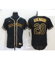 Rockies 28 Nolan Arenado Black Gold 2020 Nike Flexbase Jersey