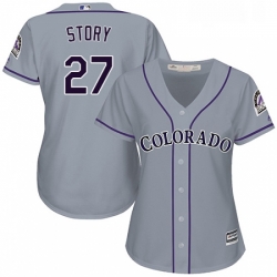 Womens Majestic Colorado Rockies 27 Trevor Story Replica Grey Road Cool Base MLB Jersey