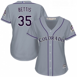 Womens Majestic Colorado Rockies 35 Chad Bettis Replica Grey Road Cool Base MLB Jersey