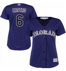 Womens Majestic Colorado Rockies 6 Daniel Castro Authentic Purple Alternate 1 Cool Base MLB Jersey 