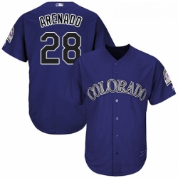 Youth Majestic Colorado Rockies 28 Nolan Arenado Authentic Purple Alternate 1 Cool Base MLB Jersey