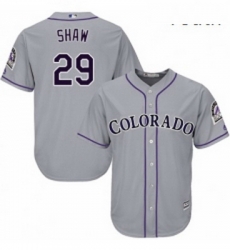 Youth Majestic Colorado Rockies 29 Bryan Shaw Authentic Grey Road Cool Base MLB Jersey 