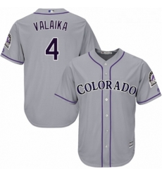 Youth Majestic Colorado Rockies 4 Pat Valaika Authentic Grey Road Cool Base MLB Jersey 