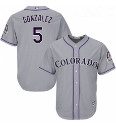 Youth Majestic Colorado Rockies 5 Carlos Gonzalez Replica Grey Road Cool Base MLB Jersey