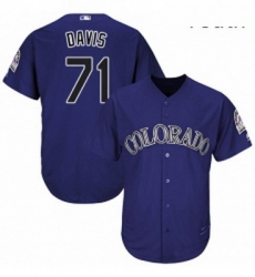 Youth Majestic Colorado Rockies 71 Wade Davis Authentic Purple Alternate 1 Cool Base MLB Jersey 