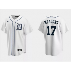 Men Detroit Tigers 17 Austin Meadows White Cool Base Stitched Jersey