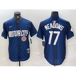 Men Detroit Tigers 17 Parker Meadows 2024 Navy City Connect Cool Base Limited Stitched Jersey 1