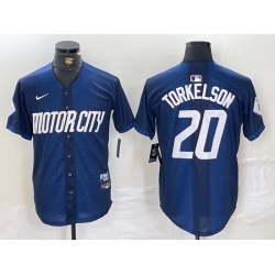 Men Detroit Tigers 20 Spencer Torkelson 2024 Navy City Connect Cool Base Limited jerseys 4