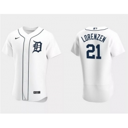 Men Detroit Tigers 21 Michael Lorenzen White Flex Base Stitched Jersey