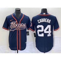 Men Detroit Tigers 24 Miguel Cabrera Navy Cool Base Stitched Baseball Jersey