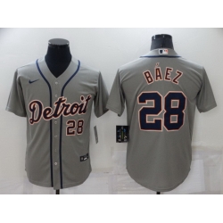 Men Detroit Tigers 28 Javier Baez Grey Cool Base Stitched jersey