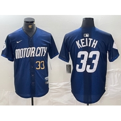 Men Detroit Tigers 33 Colt Keith 2024 Navy City Connect Cool Base Limited Stitched Jersey 2