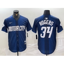 Men Detroit Tigers 34 Jake Rogers 2024 Navy City Connect Cool Base Limited Stitched Jersey 1