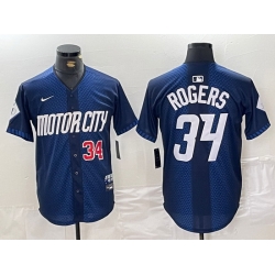 Men Detroit Tigers 34 Jake Rogers 2024 Navy City Connect Cool Base Limited Stitched Jersey 3