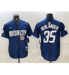 Men Detroit Tigers 35 Justin Verlander 2024 Navy City Connect Cool Base Limited jerseys 5