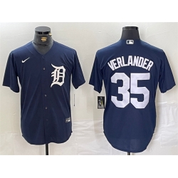 Men Detroit Tigers 35 Justin Verlander Navy Cool Base Stitched Baseball Jersey