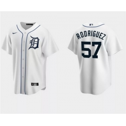 Men Detroit Tigers 57 Eduardo Rodriguez White Cool Base Stitched Jersey