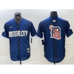 Men Detroit Tigers Team Big Logo 2024 Navy City Connect Cool Base Limited Stitched 1