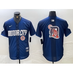 Men Detroit Tigers Team Big Logo 2024 Navy City Connect Cool Base Limited Stitched Jerseys 1