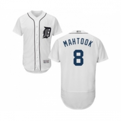 Mens Detroit Tigers 8 Mikie Mahtook White Home Flex Base Authentic Collection Baseball Jersey