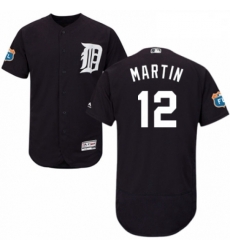 Mens Majestic Detroit Tigers 12 Leonys Martin Navy Blue Alternate Flex Base Authentic Collection MLB Jersey