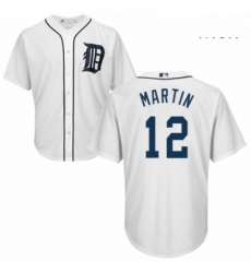 Mens Majestic Detroit Tigers 12 Leonys Martin Replica White Home Cool Base MLB Jersey 