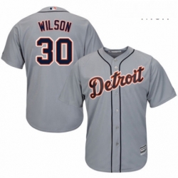 Mens Majestic Detroit Tigers 30 Alex Wilson Replica Grey Road Cool Base MLB Jersey 