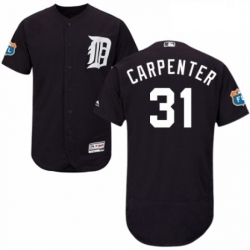 Mens Majestic Detroit Tigers 31 Ryan Carpenter Navy Blue Alternate Flex Base Authentic Collection MLB Jersey